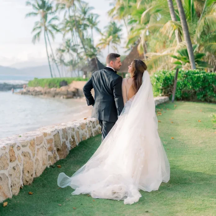 a wedding couple taking picture